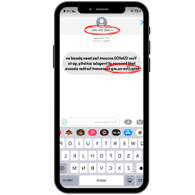 Cell Phone with Scam Text to Act Immediately